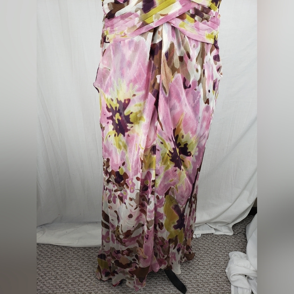 NWT Guess By Marciano Floral Pink & Brown Spagetti Strap Women's Maxi Dress Sz L - Picture 3 of 11
